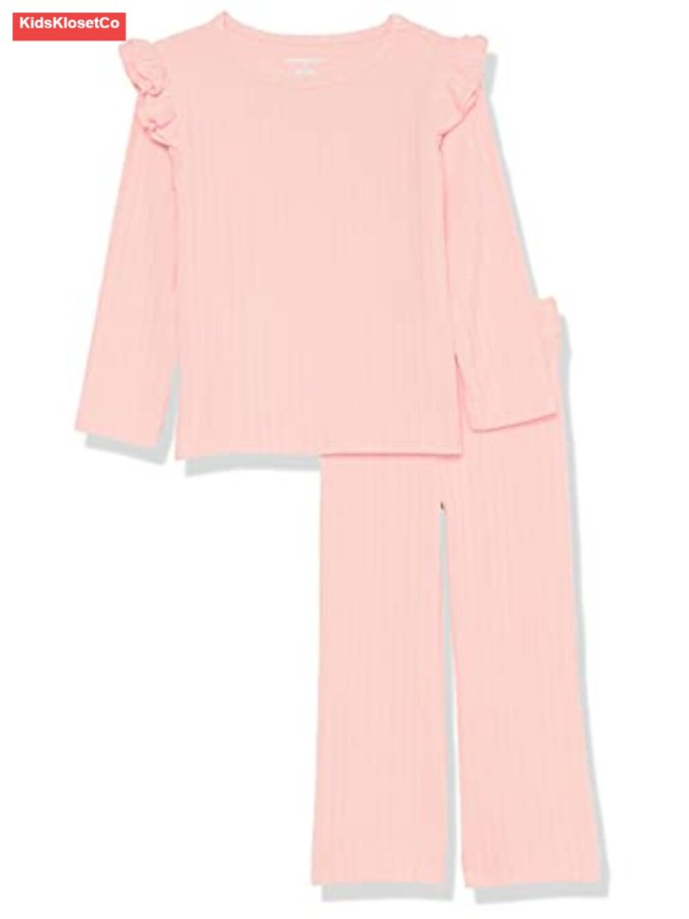Girls Wide-Rib Outfit Set - Long Sleeve Top and Crop Pants